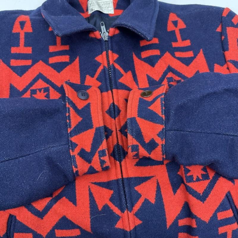 ペンドルトン PENDLETON ジャケット、上着 ジャンパー、ブルゾン 80s ネイティブ 総柄 ウール ジャケット K424-727 USA製 L 青 / ブルー / blue X 赤 / レッド / red メンズ USED 古着 中古 50152336