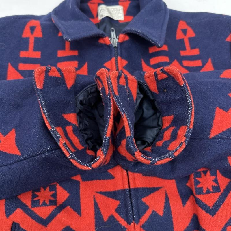 ペンドルトン PENDLETON ジャケット、上着 ジャンパー、ブルゾン 80s ネイティブ 総柄 ウール ジャケット K424-727 USA製 L 青 / ブルー / blue X 赤 / レッド / red メンズ USED 古着 中古 50152336