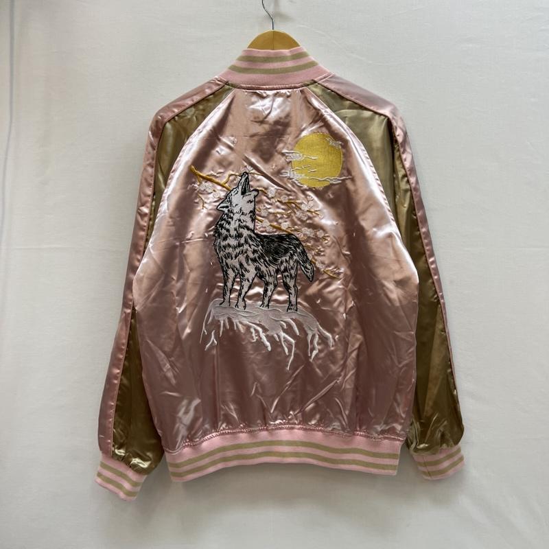 古着 USED ジャケット、上着 ジャンパー、ブルゾン 一心如鏡 狼 和柄 刺繍 スカジャン L 桃 / ピンク / pink メンズ USED 古着 中古 50152353