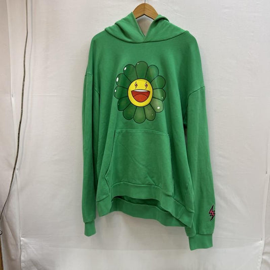 古着 USED トップス トップス J.Balvin 村上隆 コラボ フラワー プリント パーカー XL 緑 / グリーン / green メンズ USED 古着 中古 50152358