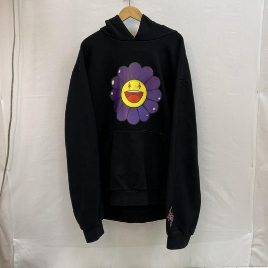 古着 USED トップス トップス J.Balvin 村上隆 コラボ フラワー プリント パーカー XXL 黒 / ブラック / black メンズ USED 古着 中古 50152359