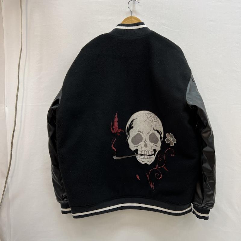 古着 USED ジャケット、上着 ジャンパー、ブルゾン 雅結 骸骨 スカル 和柄 刺繍 スタジャン L 黒 / ブラック / black メンズ USED 古着 中古 50152364