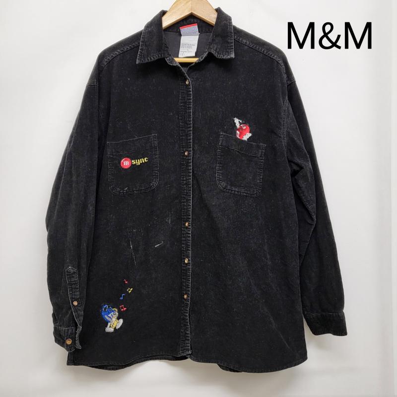 エムアンドエム M&M トップス トップス チョコレートキャラクター 刺繍 シャツ コーデュロイ L メンズ USED 古着 中古 50152367