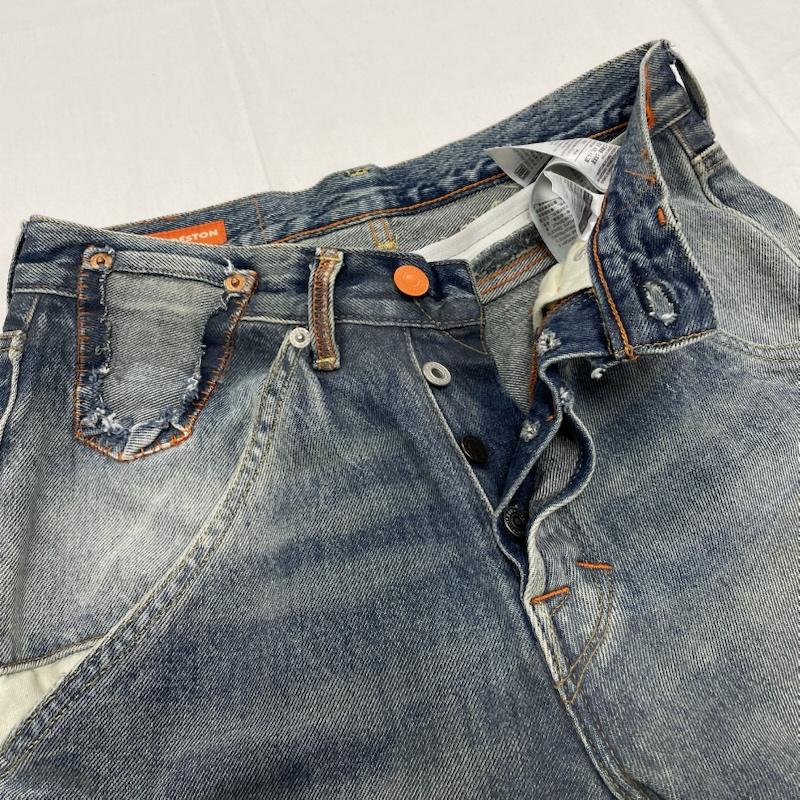 リーバイス Levi s ボトムス ボトムス 501 デニム ジーンズ Heron Preston コラボ ペイント 加工 ボタンフライ W28L32 28インチ ロゴ、文字 X プリント X ダメージ加工 マルチカラー / マルチカラー / multicolor メンズ USED 古着 中古 50152370