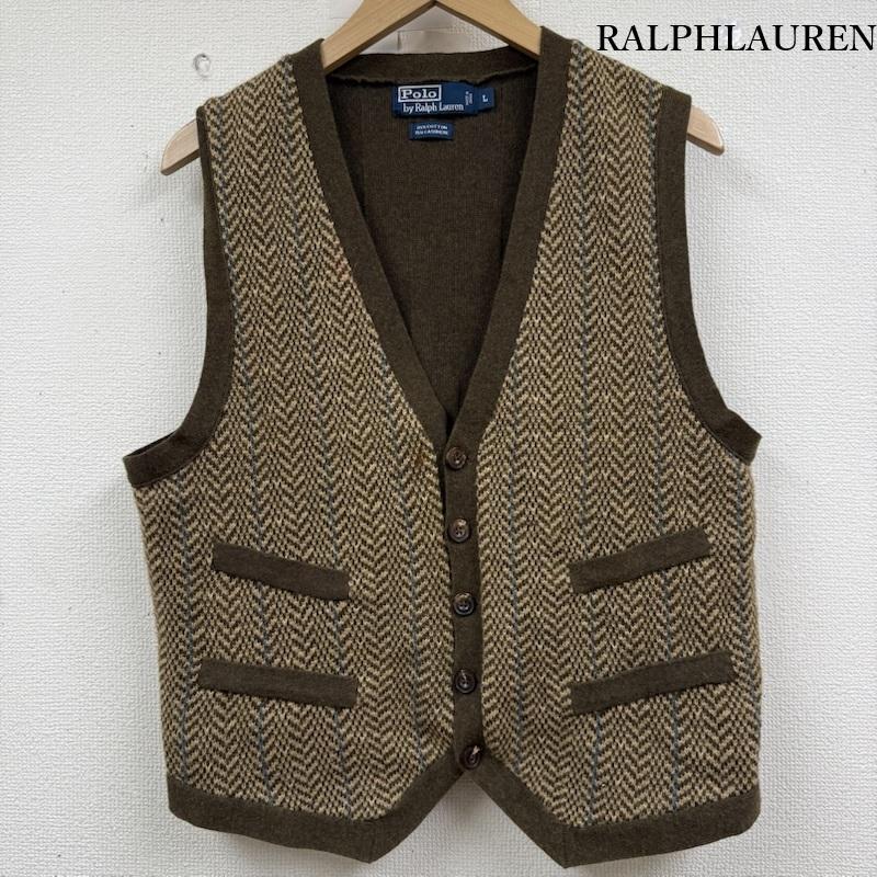 ラルフローレン RALPHLAUREN トップス トップス 00s ヘリンボーン ウール ニット ベスト M 茶 / ブラウン / brown メンズ USED 古着 中古 50152444