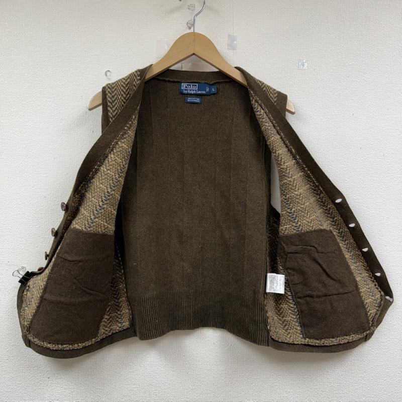 ラルフローレン RALPHLAUREN トップス トップス 00s ヘリンボーン ウール ニット ベスト M 茶 / ブラウン / brown メンズ USED 古着 中古 50152444