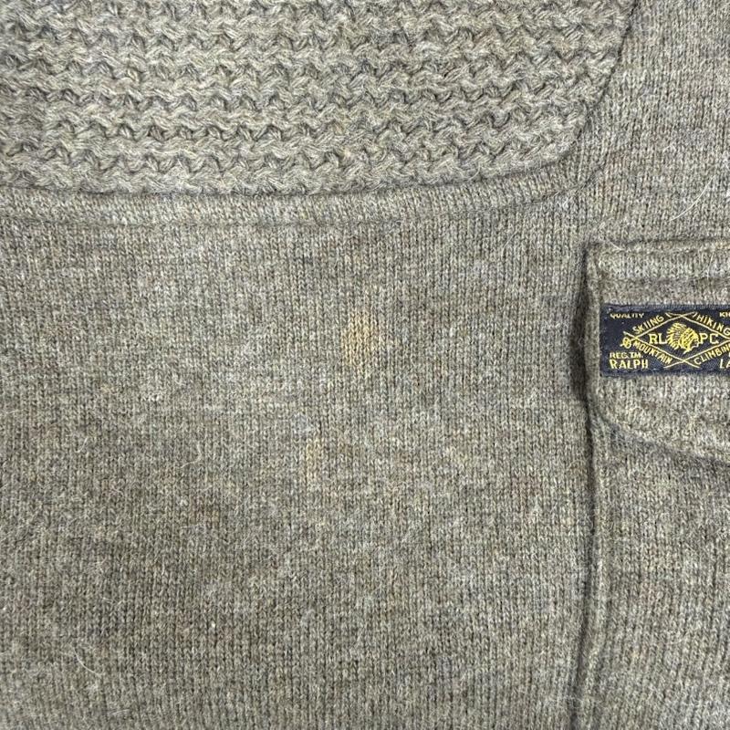 ラルフローレン RALPHLAUREN トップス トップス ウール ニット ショールカラー エルボーパッチ L カーキ / カーキ / khaki メンズ USED 古着 中古 50152446