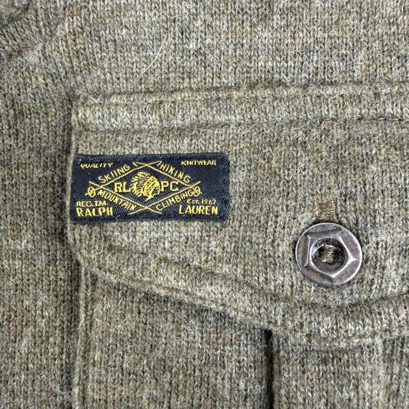 ラルフローレン RALPHLAUREN トップス トップス ウール ニット ショールカラー エルボーパッチ L カーキ / カーキ / khaki メンズ USED 古着 中古 50152446