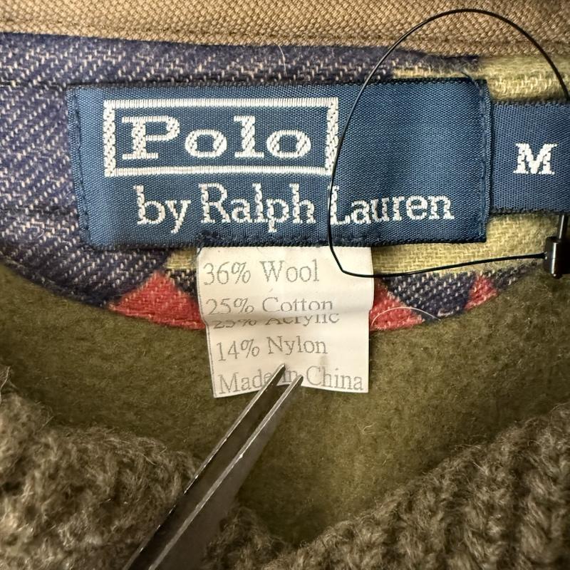 ラルフローレン RALPHLAUREN トップス トップス ウール ニット ショールカラー エルボーパッチ L カーキ / カーキ / khaki メンズ USED 古着 中古 50152446