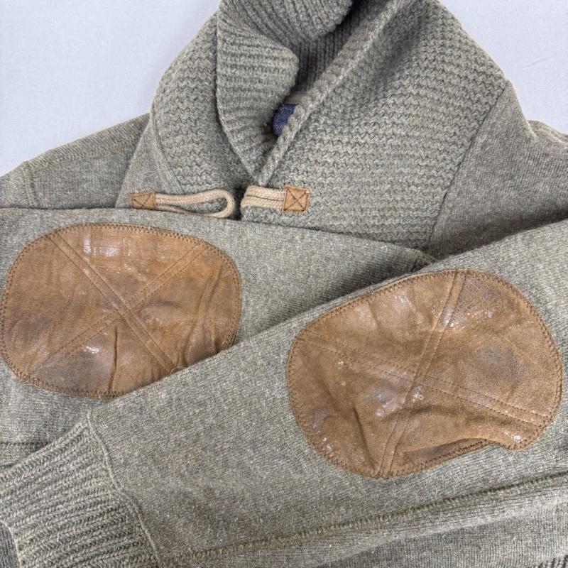 ラルフローレン RALPHLAUREN トップス トップス ウール ニット ショールカラー エルボーパッチ L カーキ / カーキ / khaki メンズ USED 古着 中古 50152446