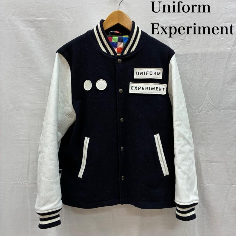 ユニフォームエクスペリメント uniform experiment ジャケット、上着 ジャンパー、ブルゾン 19AW スタジアムジャケット UE-192061 スタジャン 定価￥88,000 1 ロゴ、文字 X 総柄 白 / ホワイト / white X 紺 / ネイビー / navy メンズ USED 古着 中古 50152458