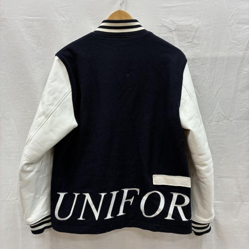 ユニフォームエクスペリメント uniform experiment ジャケット、上着 ジャンパー、ブルゾン 19AW スタジアムジャケット UE-192061 スタジャン 定価￥88,000 1 ロゴ、文字 X 総柄 白 / ホワイト / white X 紺 / ネイビー / navy メンズ USED 古着 中古 50152458
