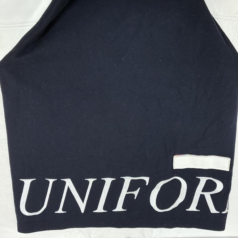 ユニフォームエクスペリメント uniform experiment ジャケット、上着 ジャンパー、ブルゾン 19AW スタジアムジャケット UE-192061 スタジャン 定価￥88,000 1 ロゴ、文字 X 総柄 白 / ホワイト / white X 紺 / ネイビー / navy メンズ USED 古着 中古 50152458