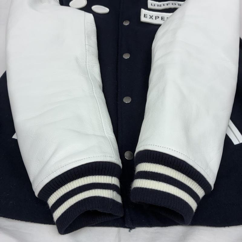 ユニフォームエクスペリメント uniform experiment ジャケット、上着 ジャンパー、ブルゾン 19AW スタジアムジャケット UE-192061 スタジャン 定価￥88,000 1 ロゴ、文字 X 総柄 白 / ホワイト / white X 紺 / ネイビー / navy メンズ USED 古着 中古 50152458