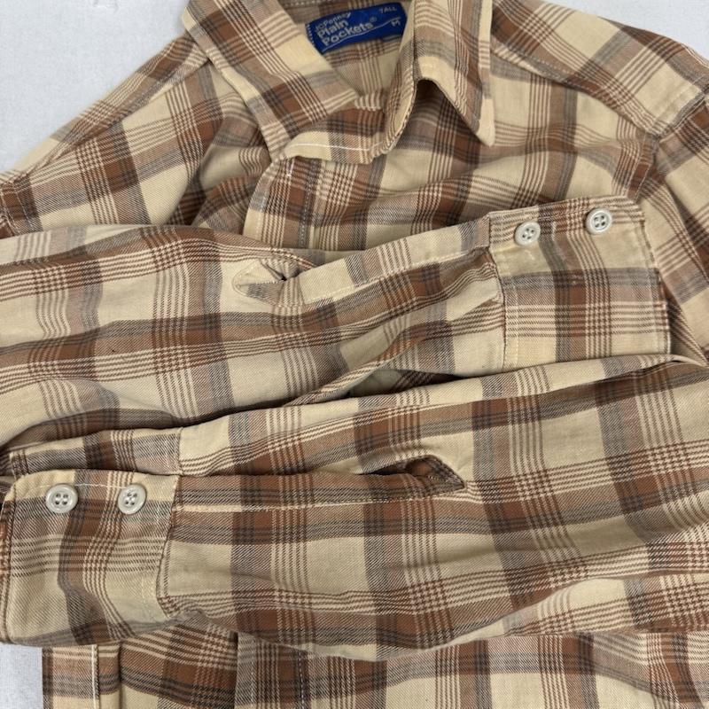 古着 USED トップス トップス J.C.Penney 80s ウエスタン チェック シャツ 長袖 シャツ M 茶 / ブラウン / brown メンズ USED 古着 中古 50152460