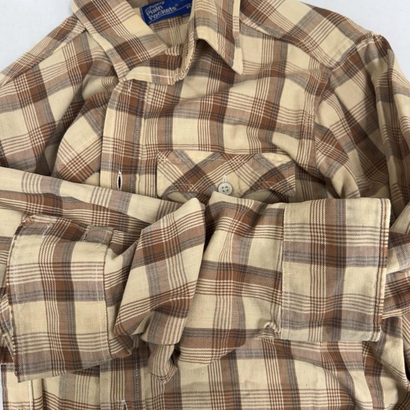 古着 USED トップス トップス J.C.Penney 80s ウエスタン チェック シャツ 長袖 シャツ M 茶 / ブラウン / brown メンズ USED 古着 中古 50152460