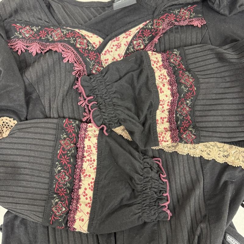 オッズオン OZZ CROCE トップス トップス ワンピース y2k フェアリー グランジ レース 長袖 フリル 黒 / ブラック / black レディース USED 古着 中古 50152491