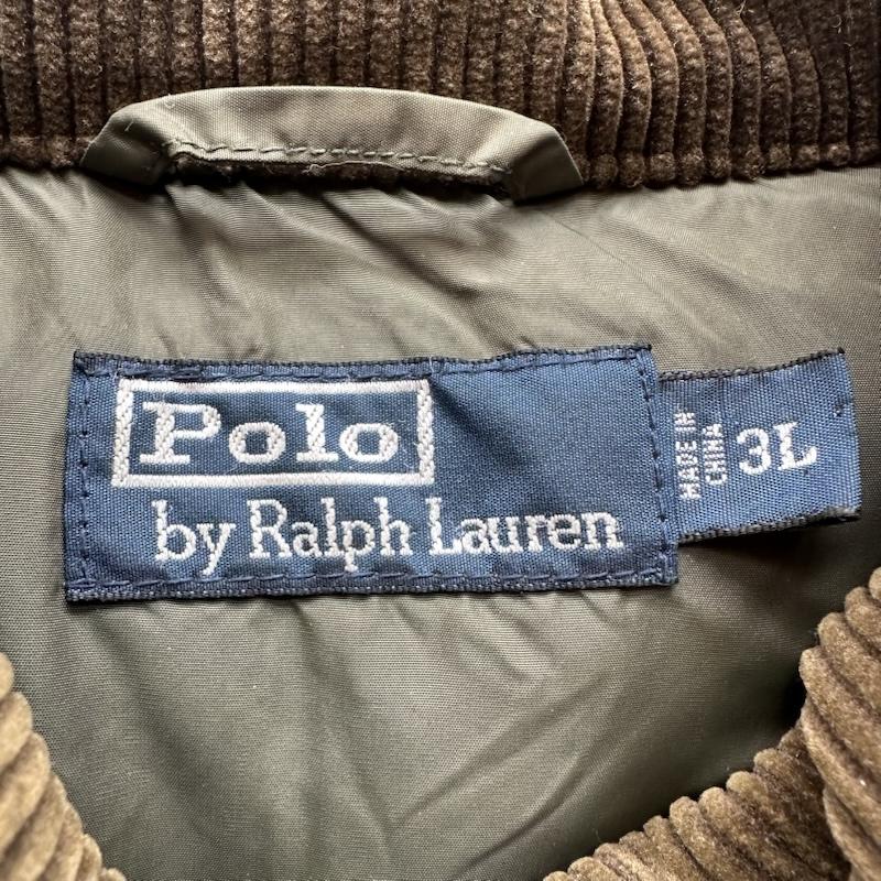 ポロラルフローレン POLO RALPH LAUREN ジャケット、上着 ジャンパー、ブルゾン 90s レザー 切替 ダウン ベスト 3L カーキオリーブ / カーキオリーブ / メンズ USED 古着 中古 50152535