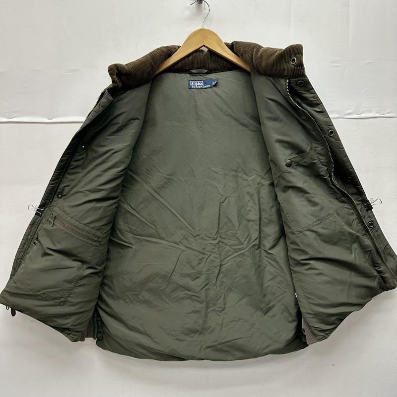 ポロラルフローレン POLO RALPH LAUREN ジャケット、上着 ジャンパー、ブルゾン 90s レザー 切替 ダウン ベスト 3L カーキオリーブ / カーキオリーブ / メンズ USED 古着 中古 50152535