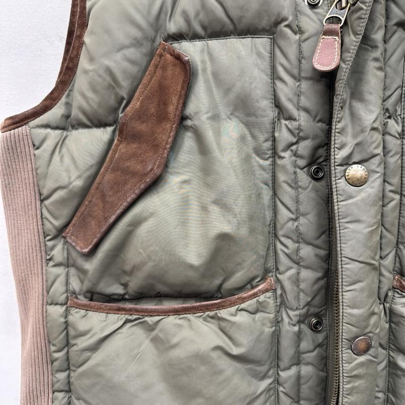 ポロラルフローレン POLO RALPH LAUREN ジャケット、上着 ジャンパー、ブルゾン 90s レザー 切替 ダウン ベスト 3L カーキオリーブ / カーキオリーブ / メンズ USED 古着 中古 50152535