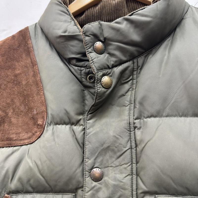 ポロラルフローレン POLO RALPH LAUREN ジャケット、上着 ジャンパー、ブルゾン 90s レザー 切替 ダウン ベスト 3L カーキオリーブ / カーキオリーブ / メンズ USED 古着 中古 50152535