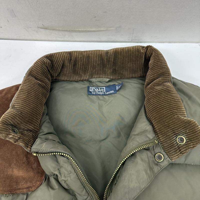 ポロラルフローレン POLO RALPH LAUREN ジャケット、上着 ジャンパー、ブルゾン 90s レザー 切替 ダウン ベスト 3L カーキオリーブ / カーキオリーブ / メンズ USED 古着 中古 50152535