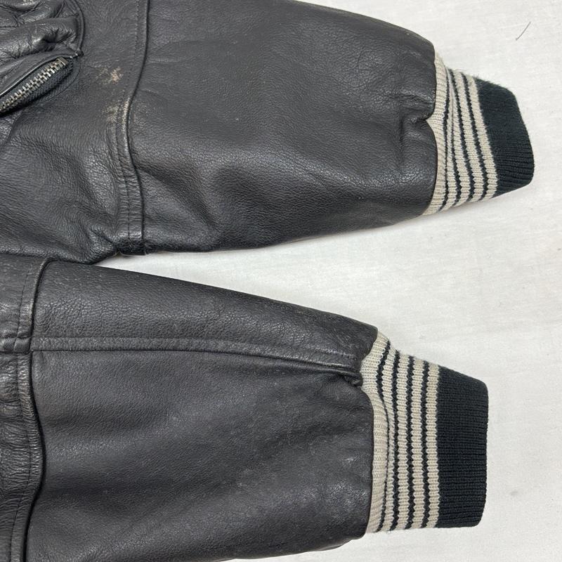 古着 USED ジャケット、上着 ジャンパー、ブルゾン S-G COLLECTION 90年代 ロゴ ウール レザー レタード スタジャン バーシティ ジャケット 90s - 黒 / ブラック / black メンズ USED 古着 中古 50152542