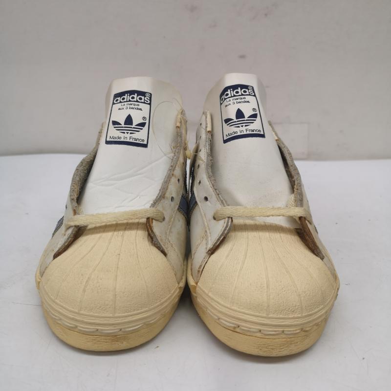 アディダス adidas シューズ シューズ 70s 80s デッドストック 観賞用 SUPERSTAR スーパースター 単色ベロ フランス製 25.0cm 白 / ホワイト / white X 青 / ブルー / blue メンズ USED 古着 中古 50152577