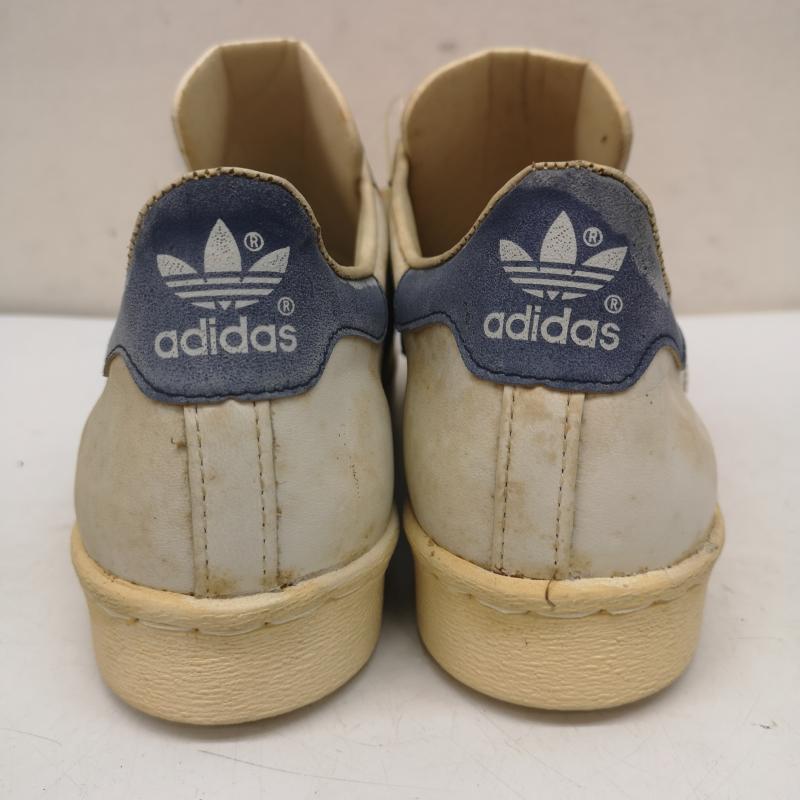 アディダス adidas シューズ シューズ 70s 80s デッドストック 観賞用 SUPERSTAR スーパースター 単色ベロ フランス製 25.0cm 白 / ホワイト / white X 青 / ブルー / blue メンズ USED 古着 中古 50152577