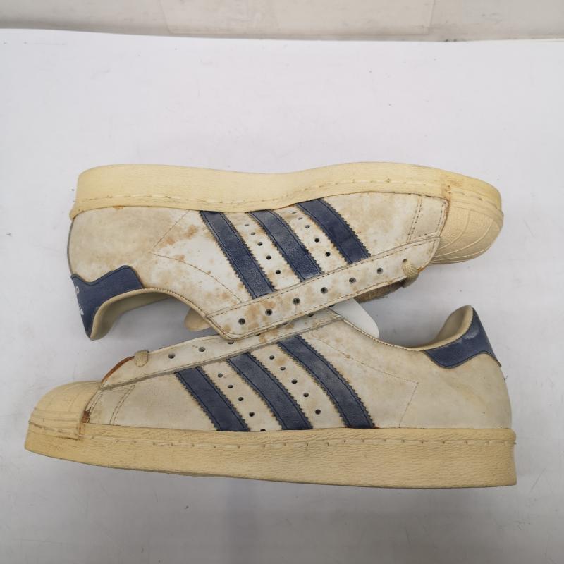 アディダス adidas シューズ シューズ 70s 80s デッドストック 観賞用 SUPERSTAR スーパースター 単色ベロ フランス製 25.0cm 白 / ホワイト / white X 青 / ブルー / blue メンズ USED 古着 中古 50152577