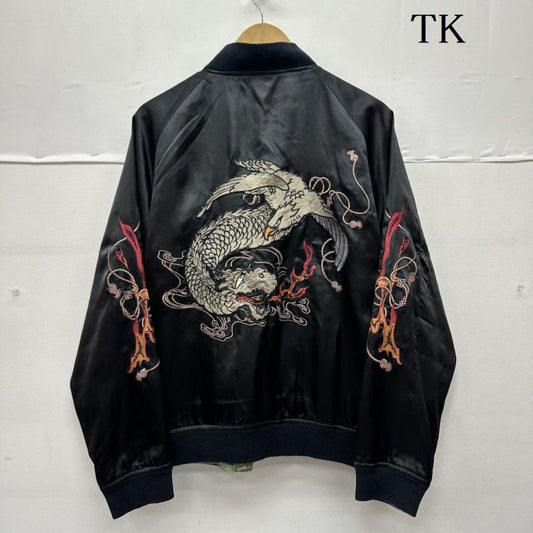 ティーケー TK ジャケット、上着 ジャンパー、ブルゾン 龍 刺繍 サテン リバーシブル スカジャン 3 黒 / ブラック / black メンズ USED 古着 中古 50152592