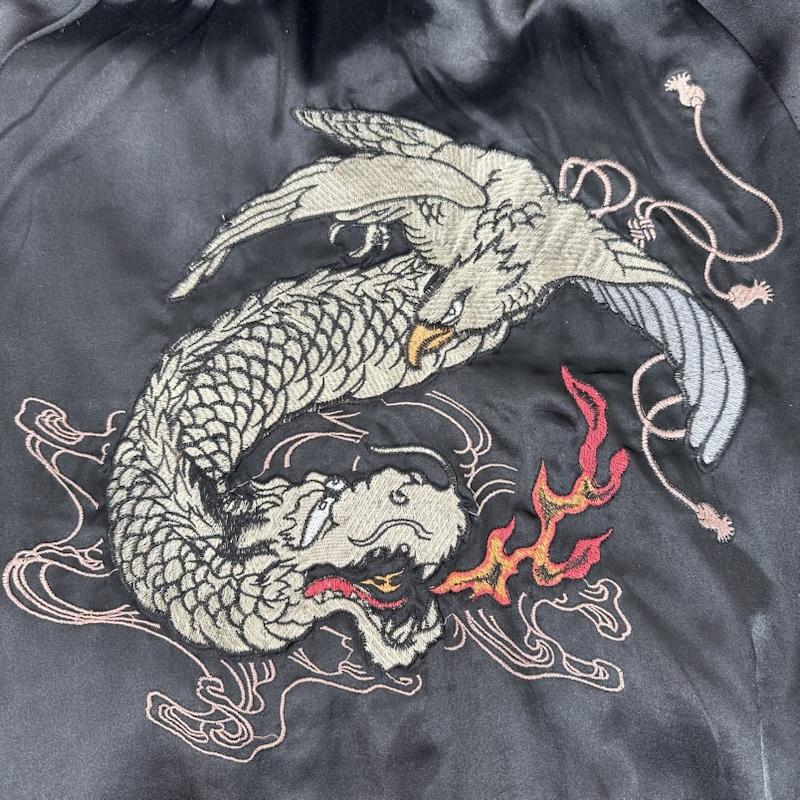 ティーケー TK ジャケット、上着 ジャンパー、ブルゾン 龍 刺繍 サテン リバーシブル スカジャン 3 黒 / ブラック / black メンズ USED 古着 中古 50152592