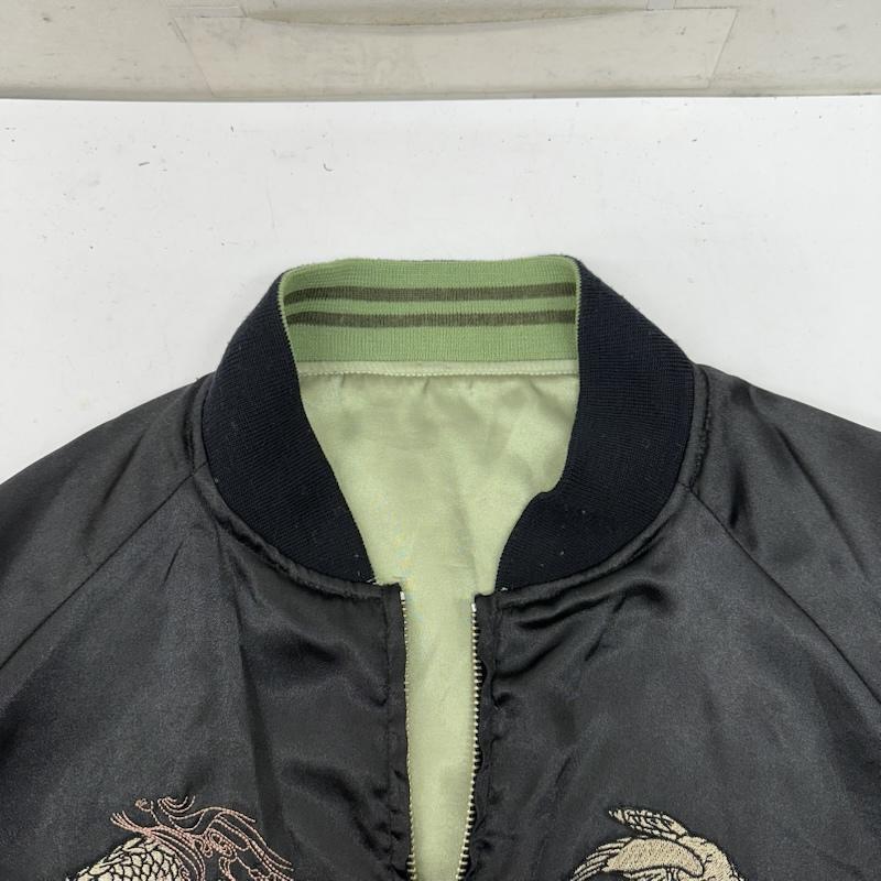 ティーケー TK ジャケット、上着 ジャンパー、ブルゾン 龍 刺繍 サテン リバーシブル スカジャン 3 黒 / ブラック / black メンズ USED 古着 中古 50152592
