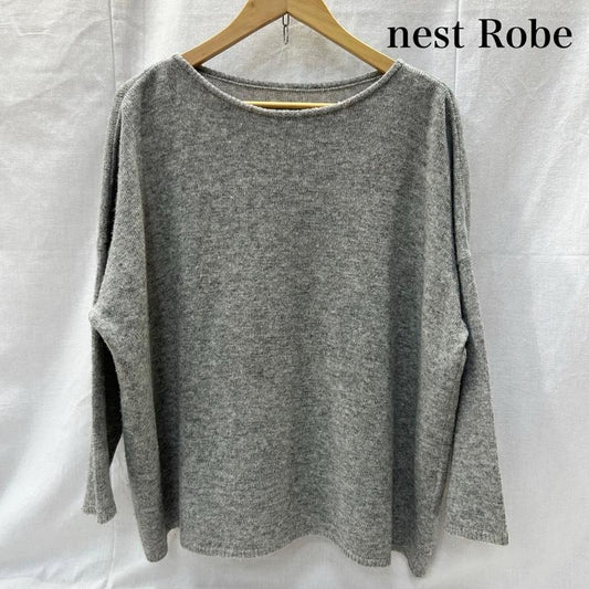 ネストローブ nest Robe ニット、セーター 長袖 ボックスシルエット ドロップショルダー グレー ワイドシルエット リネン混 - 無地 灰 / グレー / gray レディース USED 古着 中古 50152600