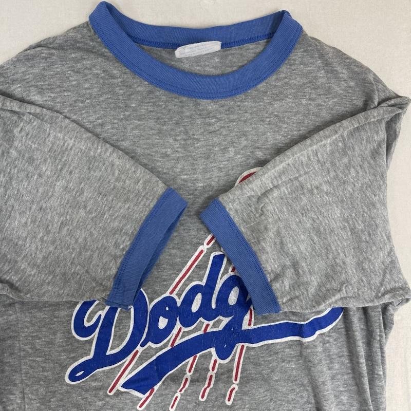 ヘインズ HANES トップス トップス 80s Vintage USA製 ヴィンテージ DODGERS ドジャース リンガー Tシャツ M 灰 / グレー / gray メンズ USED 古着 中古 50152607