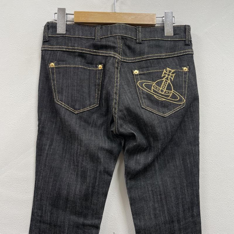 ヴィヴィアンウエストウッド Vivienne Westwood ボトムス ボトムス オーブ ロゴ 刺繍 ブラック デニム ジーンズ スキニー ジッパーフライ ローライズ 1 無地 X ロゴ、文字 X 刺繍 黒 / ブラック / black X 金 / ゴールド / gold color レディース USED 古着 中古 50152622