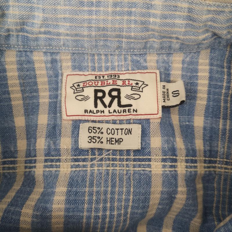 ダブルアールエル ラルフローレン RRL RALPH LAUREN トップス トップス 白タグ コットン ヘンプ マドラスチェック シャツ S 白 / ホワイト / white X 水色 / ライトブルー / メンズ USED 古着 中古 50152635
