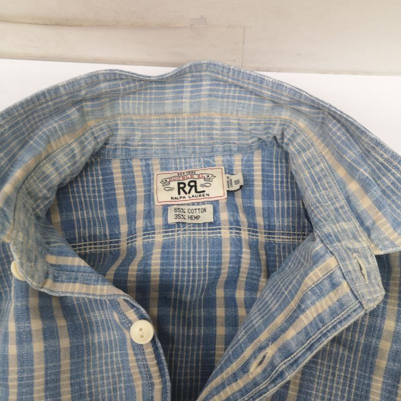 ダブルアールエル ラルフローレン RRL RALPH LAUREN トップス トップス 白タグ コットン ヘンプ マドラスチェック シャツ S 白 / ホワイト / white X 水色 / ライトブルー / メンズ USED 古着 中古 50152635