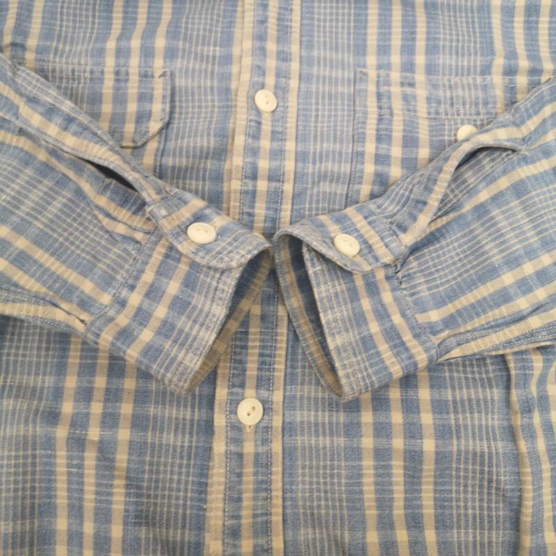 ダブルアールエル ラルフローレン RRL RALPH LAUREN トップス トップス 白タグ コットン ヘンプ マドラスチェック シャツ S 白 / ホワイト / white X 水色 / ライトブルー / メンズ USED 古着 中古 50152635