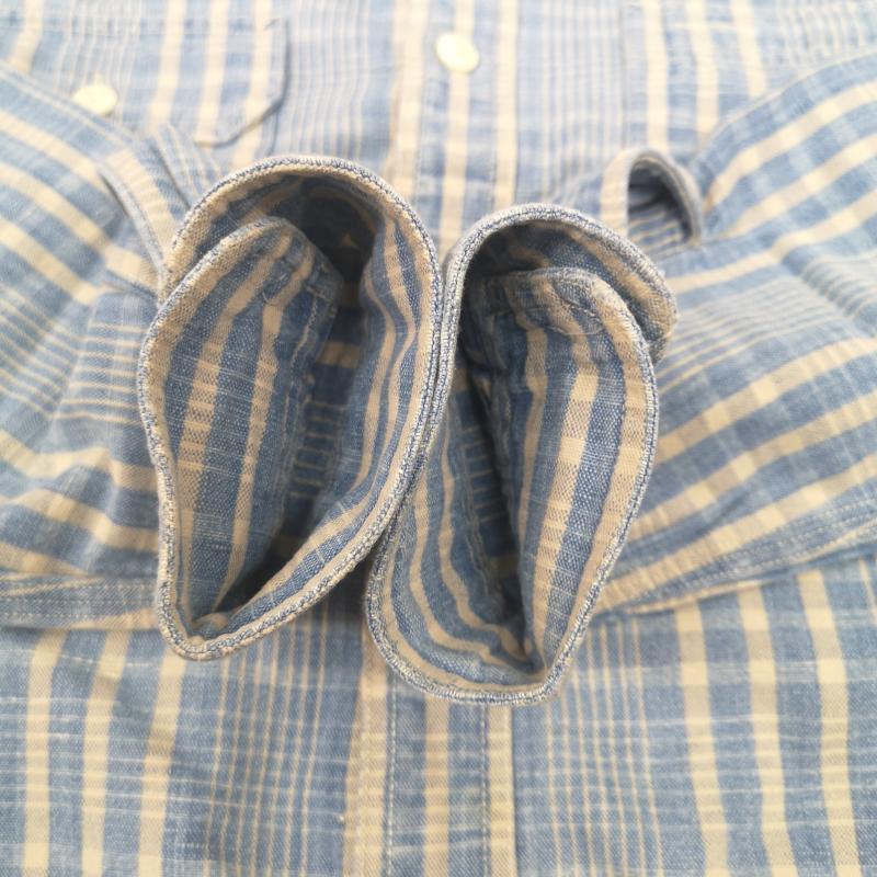 ダブルアールエル ラルフローレン RRL RALPH LAUREN トップス トップス 白タグ コットン ヘンプ マドラスチェック シャツ S 白 / ホワイト / white X 水色 / ライトブルー / メンズ USED 古着 中古 50152635