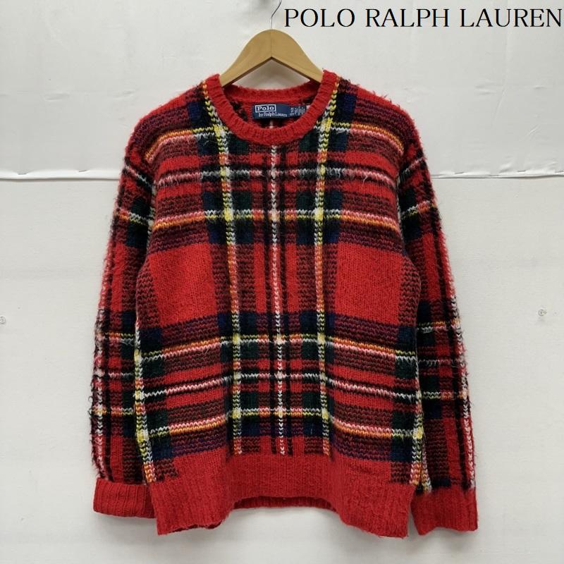 ポロラルフローレン POLO RALPH LAUREN トップス トップス アルパカ 混 タータンチェック クルーネック ニット XS 赤 / レッド / red メンズ USED 古着 中古 50152669
