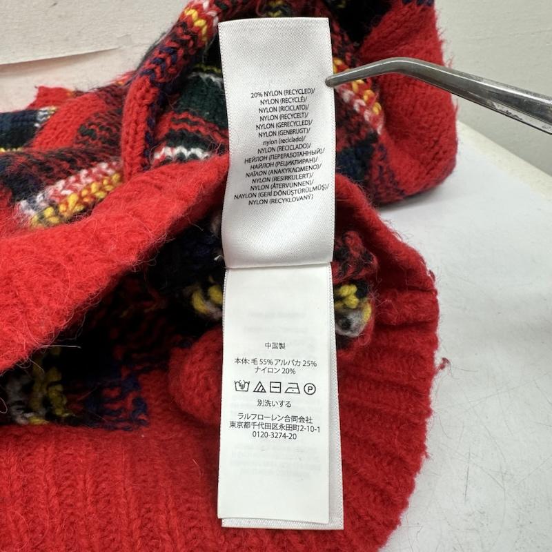 ポロラルフローレン POLO RALPH LAUREN トップス トップス アルパカ 混 タータンチェック クルーネック ニット XS 赤 / レッド / red メンズ USED 古着 中古 50152669