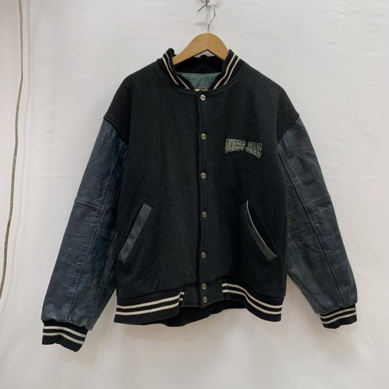 ゲス Guess ジャケット、上着 ジャンパー、ブルゾン ロゴ レザー スリーブ スタジャン S 黒 / ブラック / black メンズ USED 古着 中古 50152672