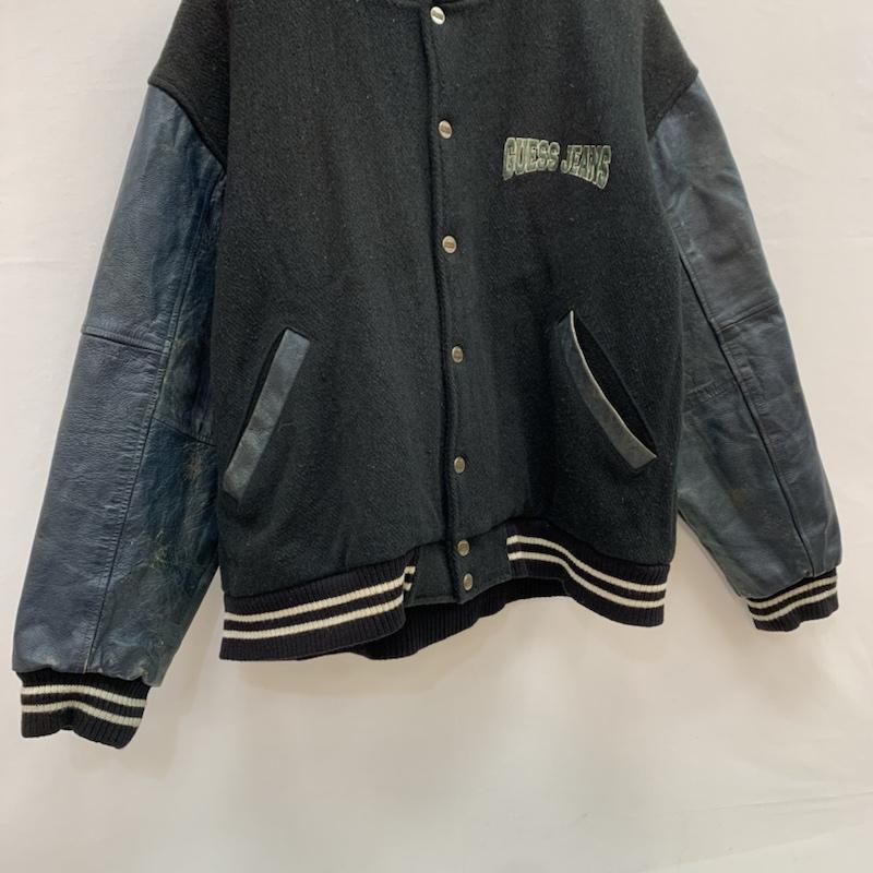 ゲス Guess ジャケット、上着 ジャンパー、ブルゾン ロゴ レザー スリーブ スタジャン S 黒 / ブラック / black メンズ USED 古着 中古 50152672
