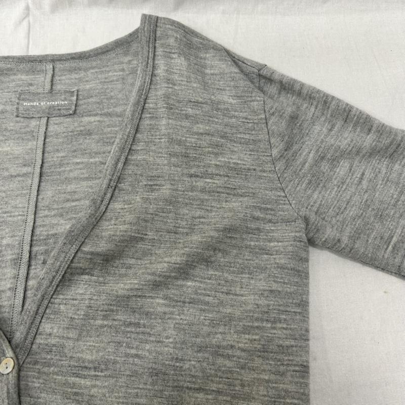 ハンズオブクリエイション HANDS OF CREATION カーディガン 長袖 ロングカーディガン Vネック シェルボタン グレー FREESIZE FREE 無地 灰 / グレー / gray レディース USED 古着 中古 50152678