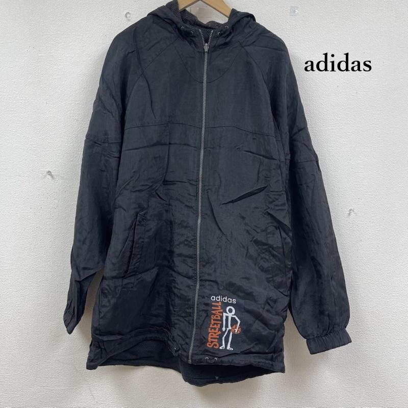 アディダス adidas ジャケット、上着 ジャンパー、ブルゾン 万国旗 タグ ナイロン ジャケット フーディ ジャンパー ウィンド ブレーカー プリント L 黒 / ブラック / black メンズ USED 古着 中古 50152705