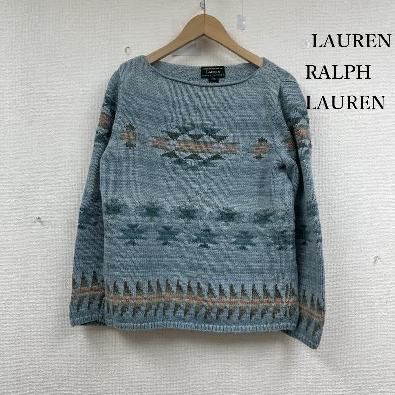 ローレンラルフローレン LAUREN RALPH LAUREN トップス トップス 90s ヴィンテージ ネイティブ リネン コットン HAND KNIT ニット セーター M 水色 / ライトブルー / レディース USED 古着 中古 50152709