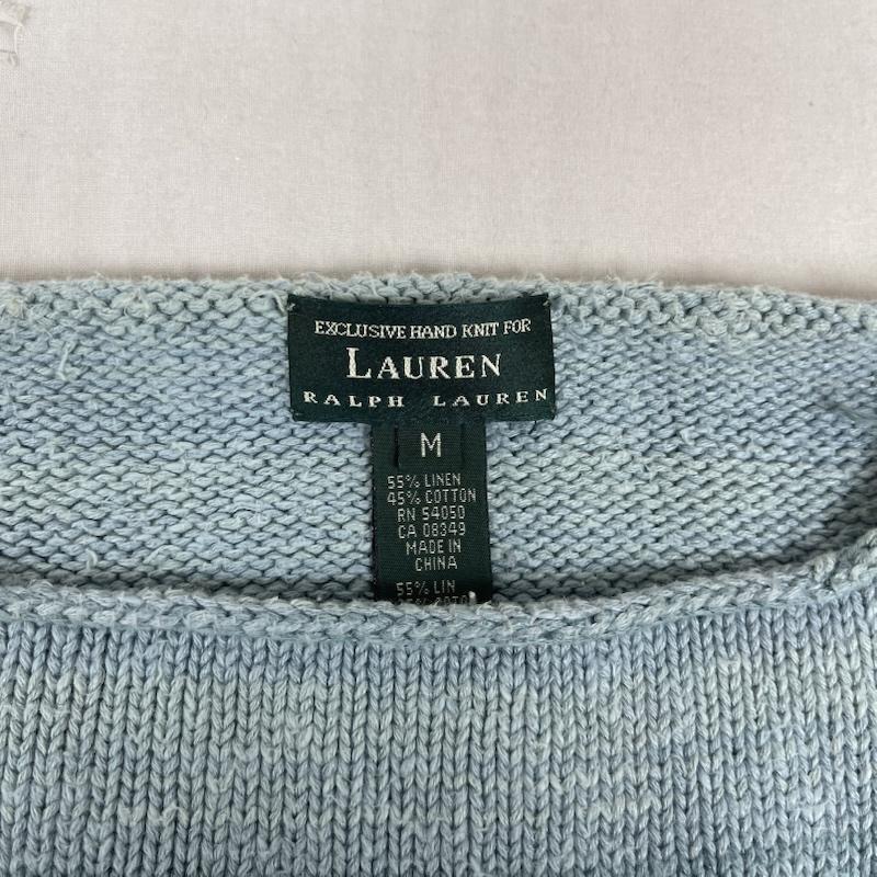 ローレンラルフローレン LAUREN RALPH LAUREN トップス トップス 90s ヴィンテージ ネイティブ リネン コットン HAND KNIT ニット セーター M 水色 / ライトブルー / レディース USED 古着 中古 50152709