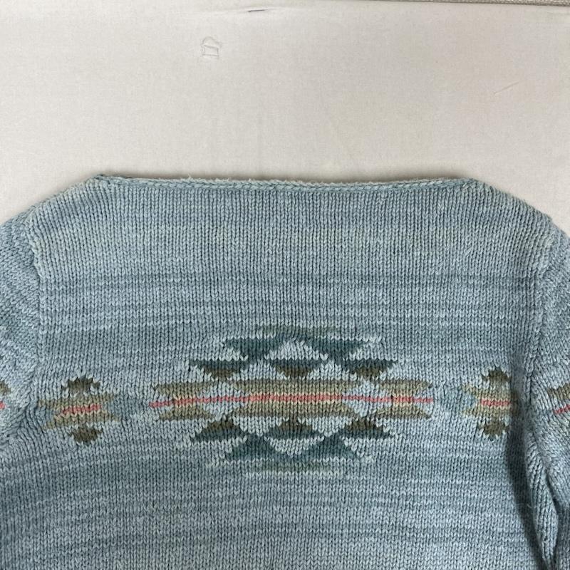 ローレンラルフローレン LAUREN RALPH LAUREN トップス トップス 90s ヴィンテージ ネイティブ リネン コットン HAND KNIT ニット セーター M 水色 / ライトブルー / レディース USED 古着 中古 50152709