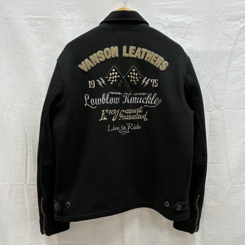 ヴァンソン VANSON ジャケット、上着 ライダース LOWBLOW KNUCKLE コラボ シングル コットン ライダース 裏起毛 ジャケット XL ロゴ、文字 X 刺繍 黒 / ブラック / black メンズ USED 古着 中古 50152726